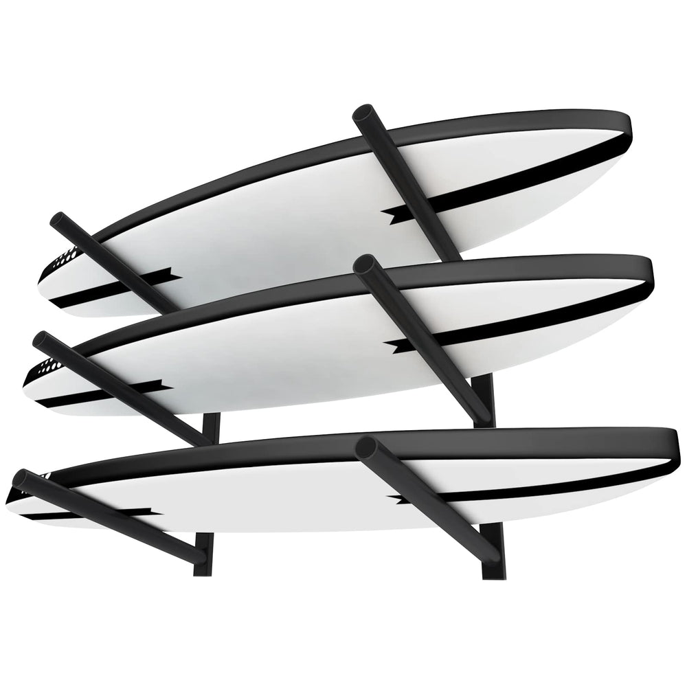 TWO STONES front view mounted rack showing neat board storage and space-saving benefit
