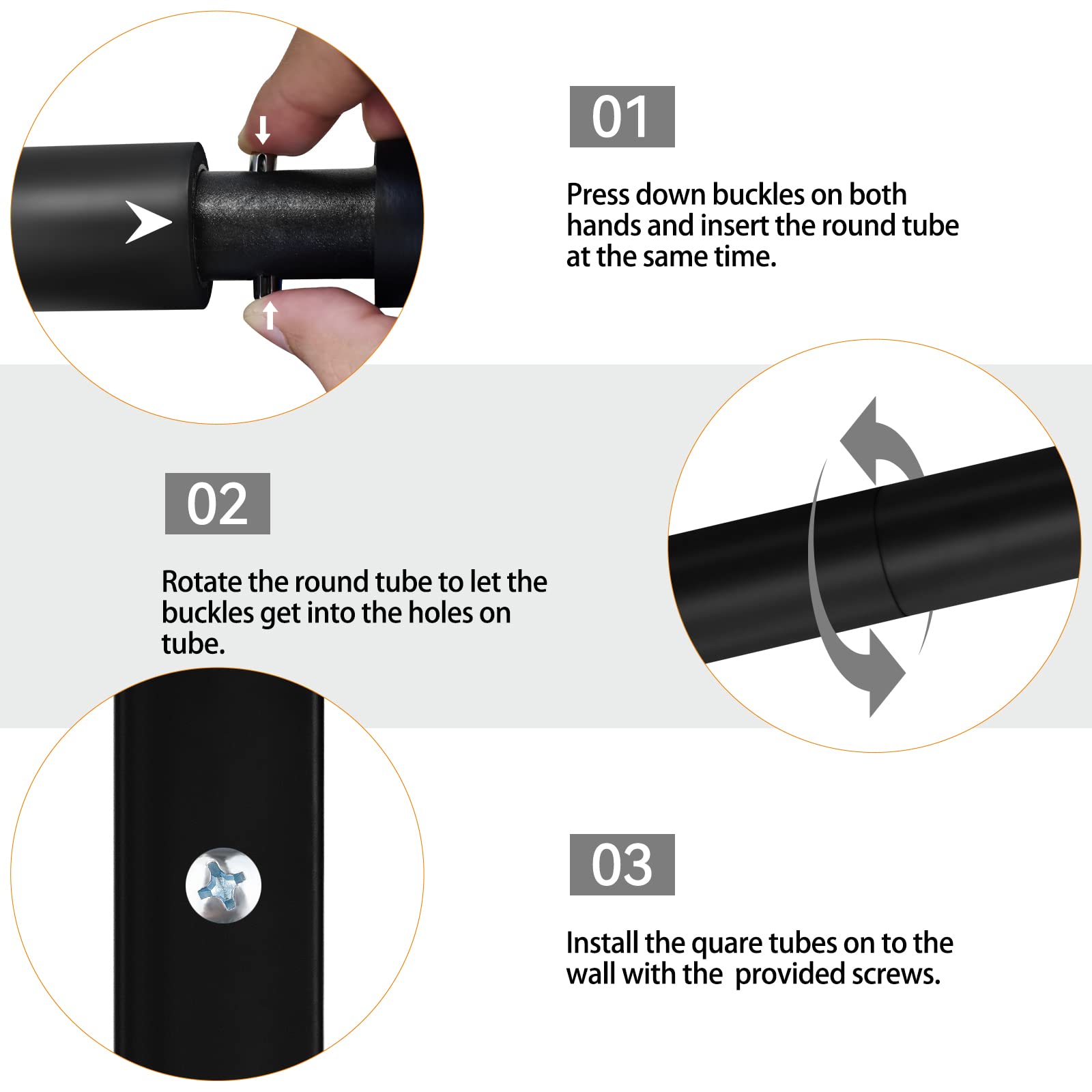 TWO STONES mounting hardware and press-button arm detail for quick installation
