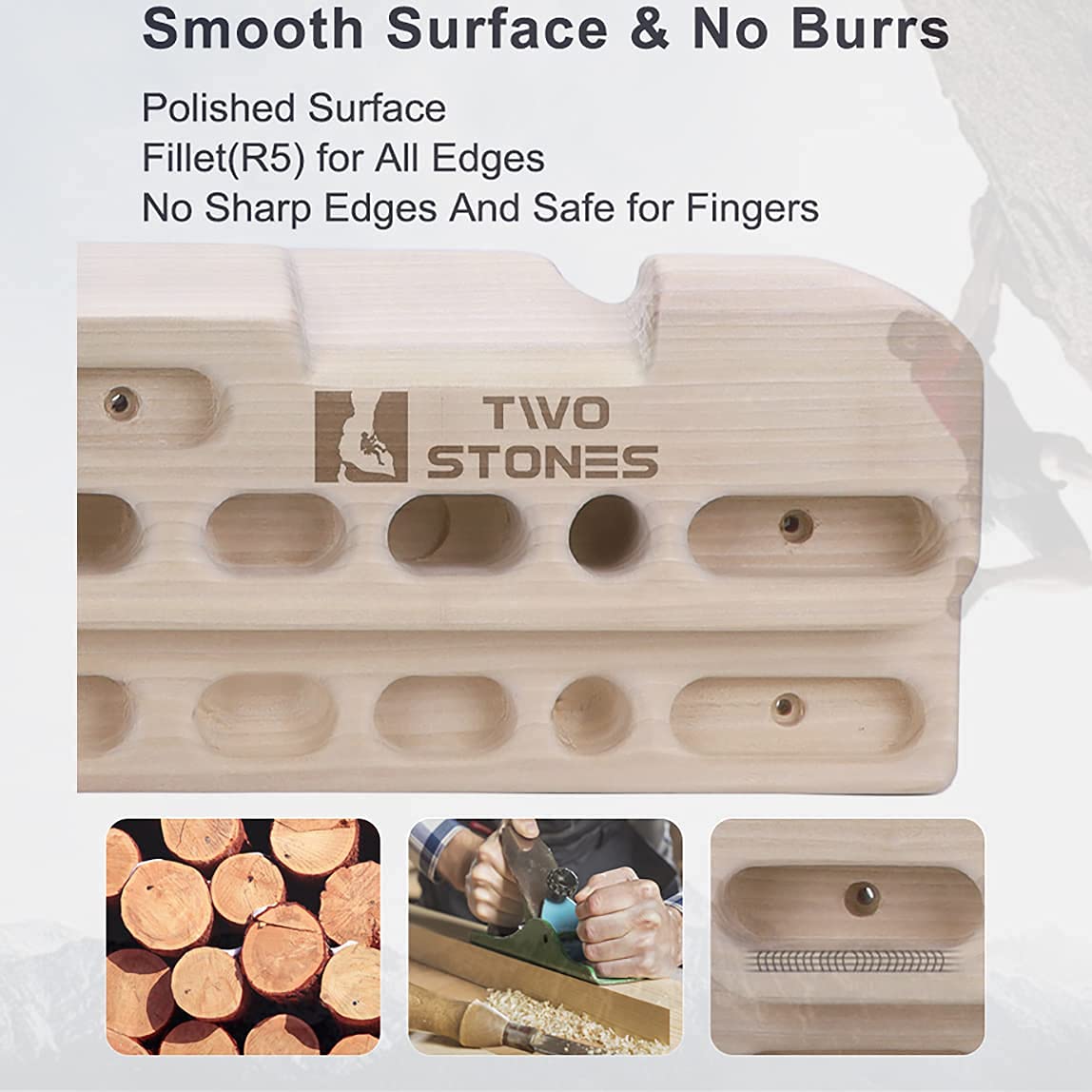 TWO STONES hangboard with ruler showing dimensions for correct doorway fit