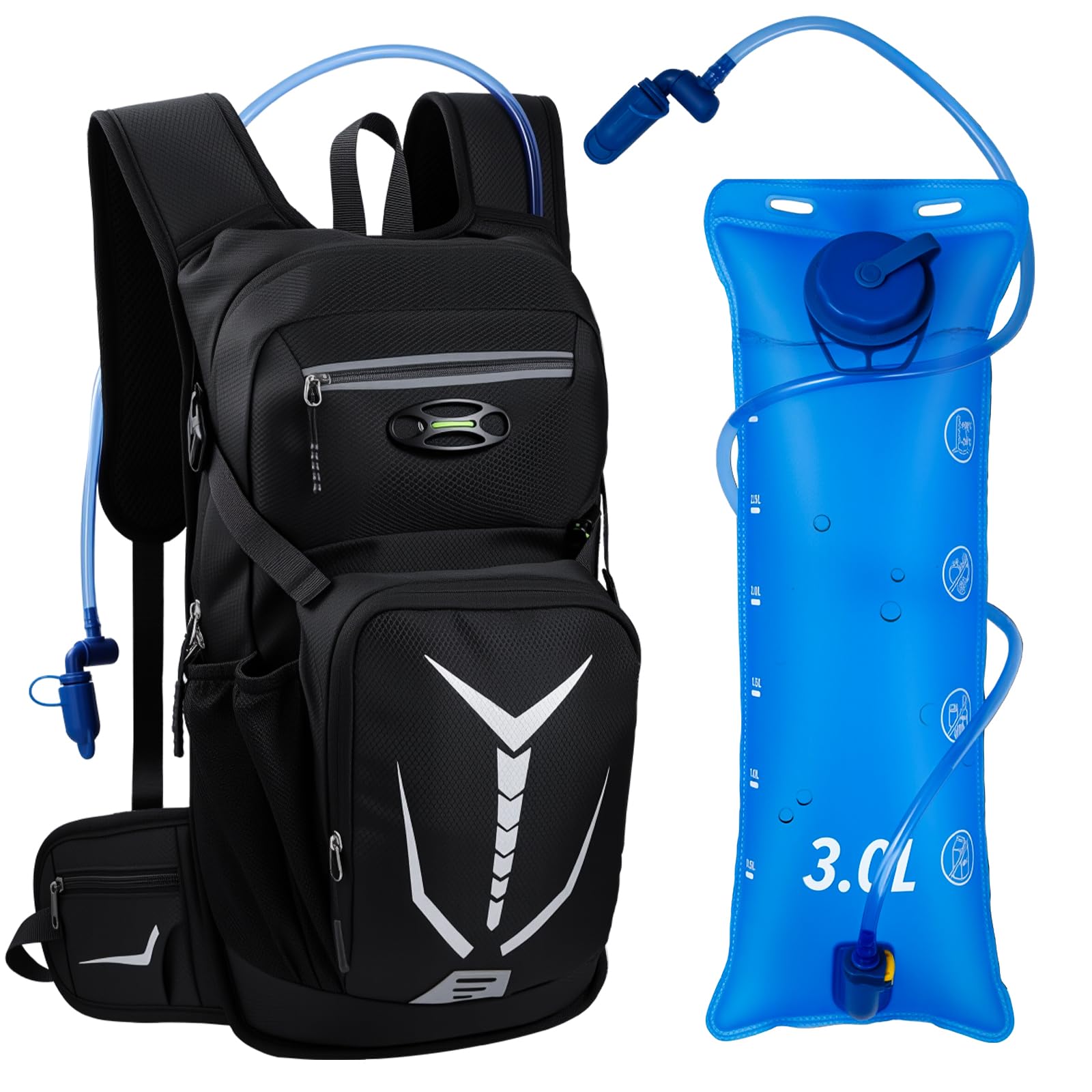 TXPEP front view of black pack showing compact 18L design for versatile carry