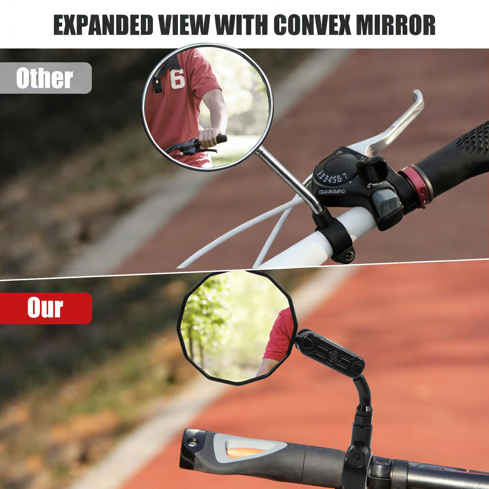 TXZSXS mirror next to ruler showing compact size and fit for 7/8 inch bars