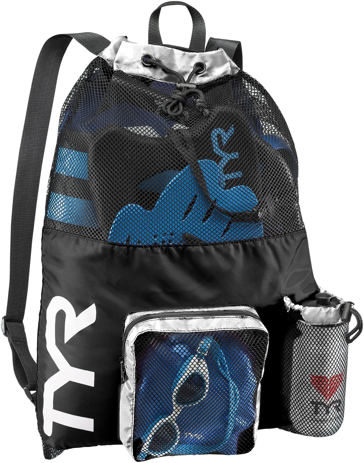 TYR front view of backpack showing roomy silhouette and quick-access pockets for easy organization