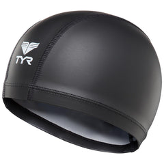 TYR front view of cold water swim cap showing fit and thermal profile benefit
