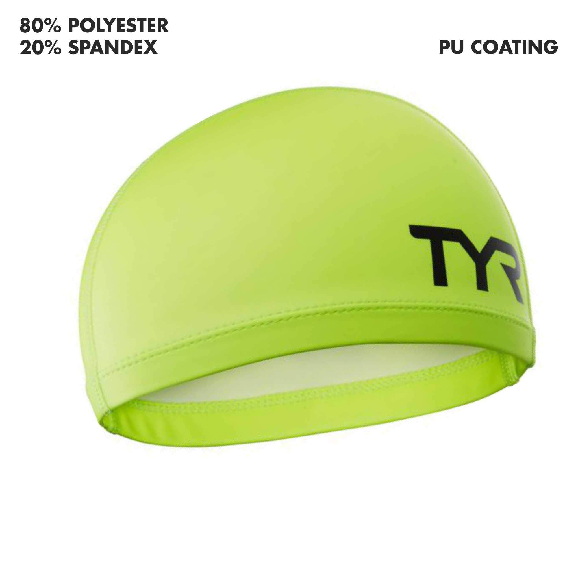 TYR cap worn by swimmer in open water improving visibility