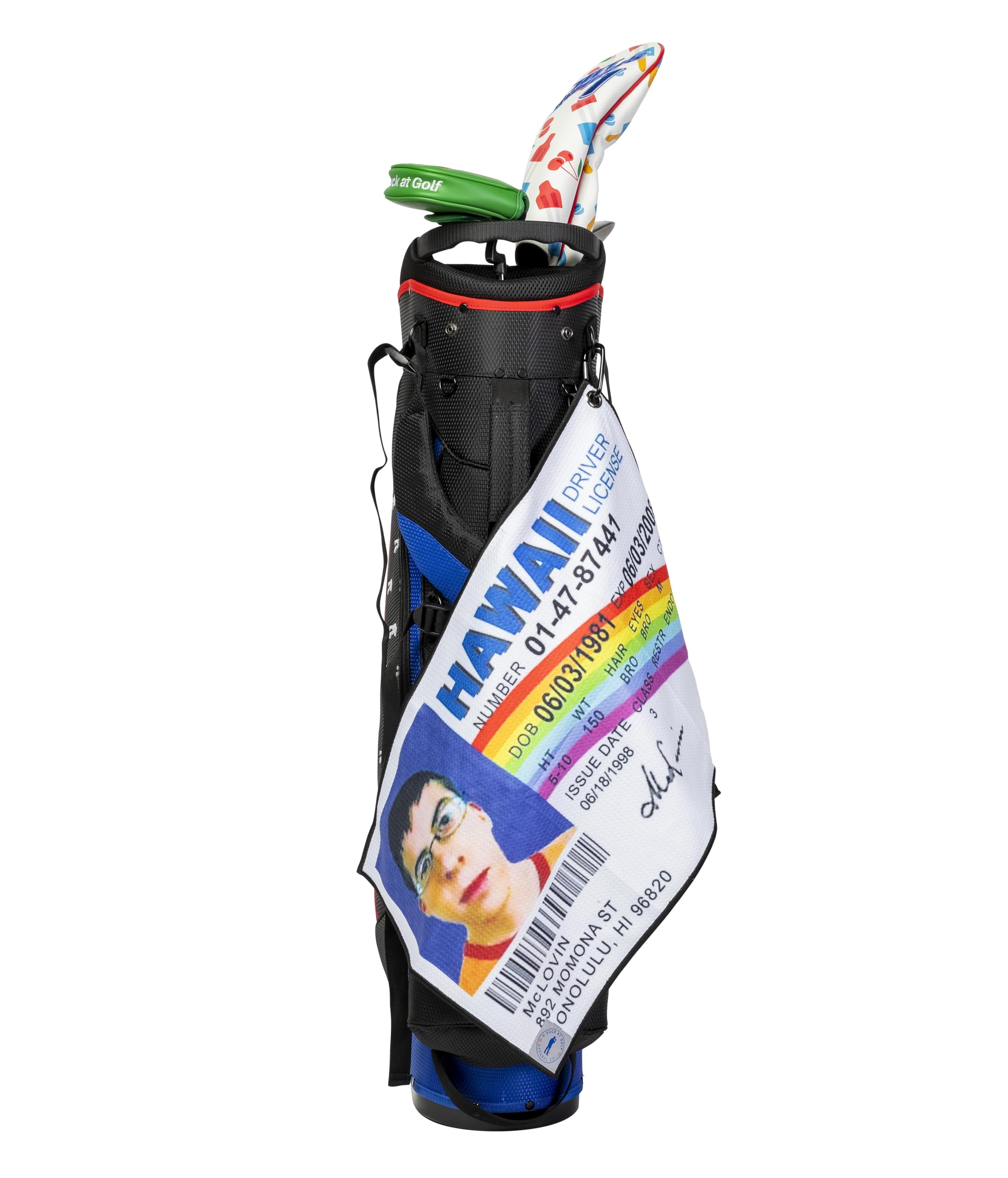 U Suck at Golf McLovin in use cleaning a clubface for gentle effective wipe