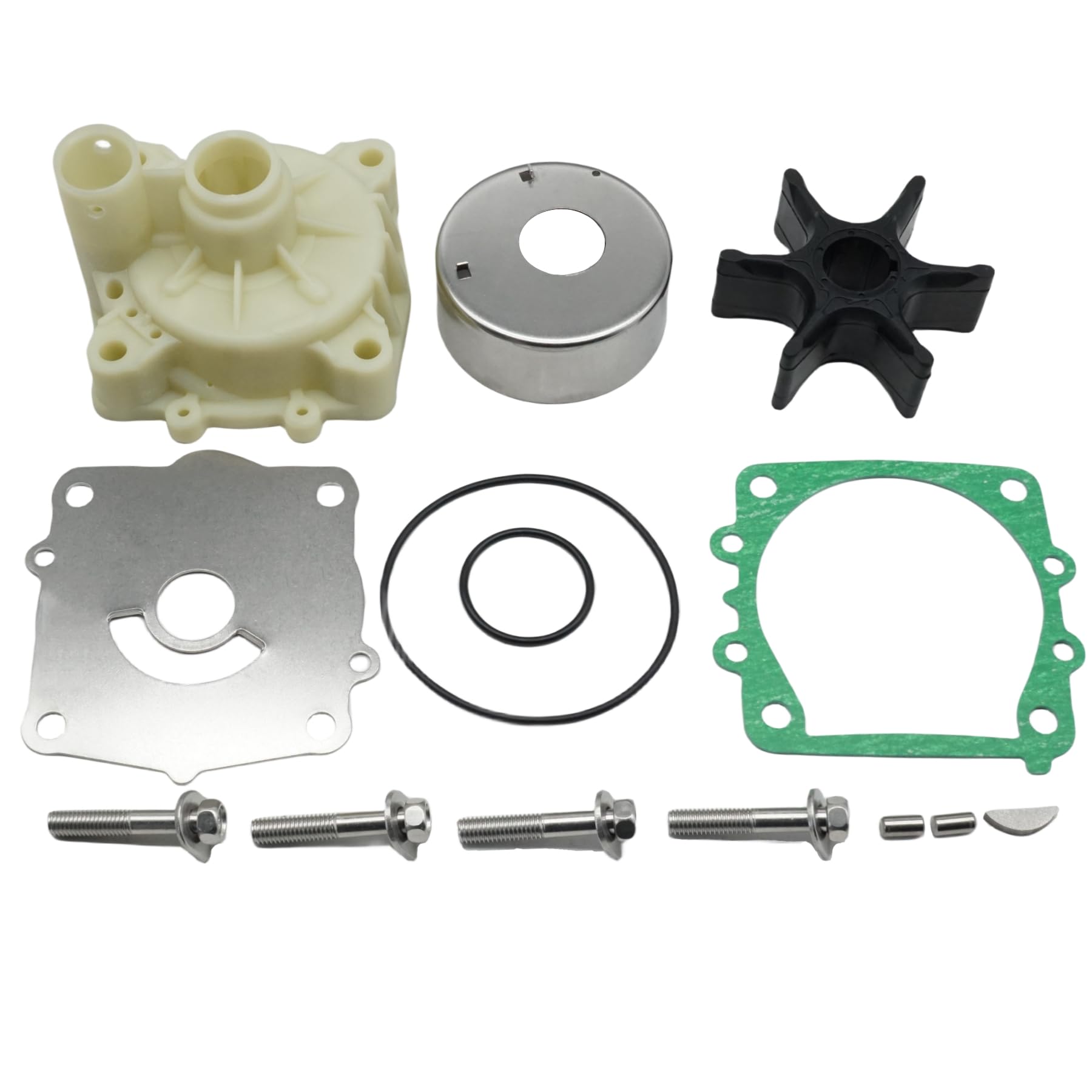 UANOFCN front view of complete water pump kit showing all components and fitment benefit