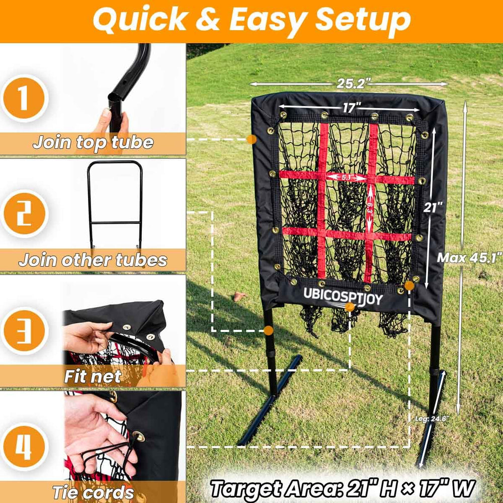 UbiCoSptJoy player pitching in backyard demonstrating real-practice accuracy training benefit