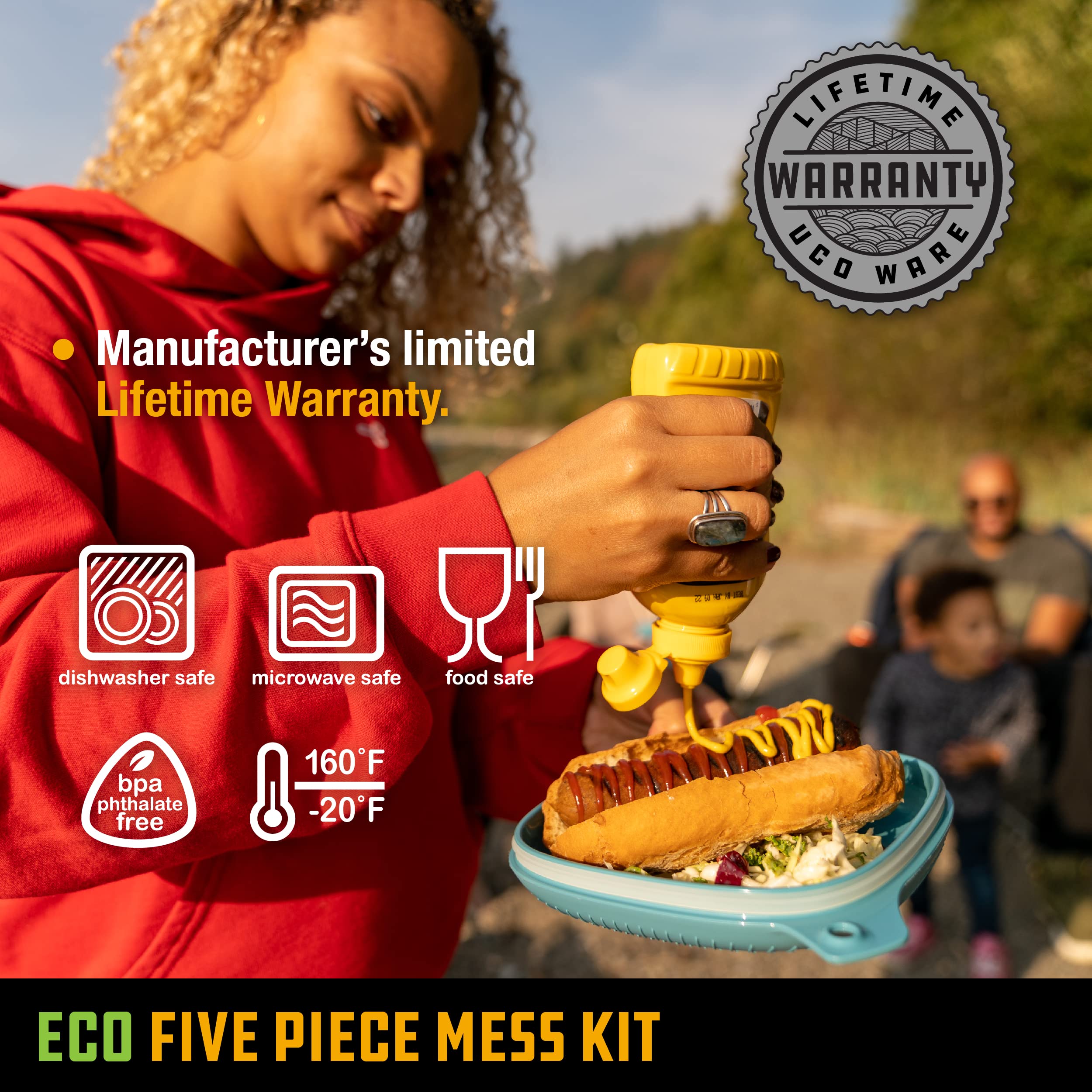UCO mess kit packed inside backpack illustrating travel-friendly portability