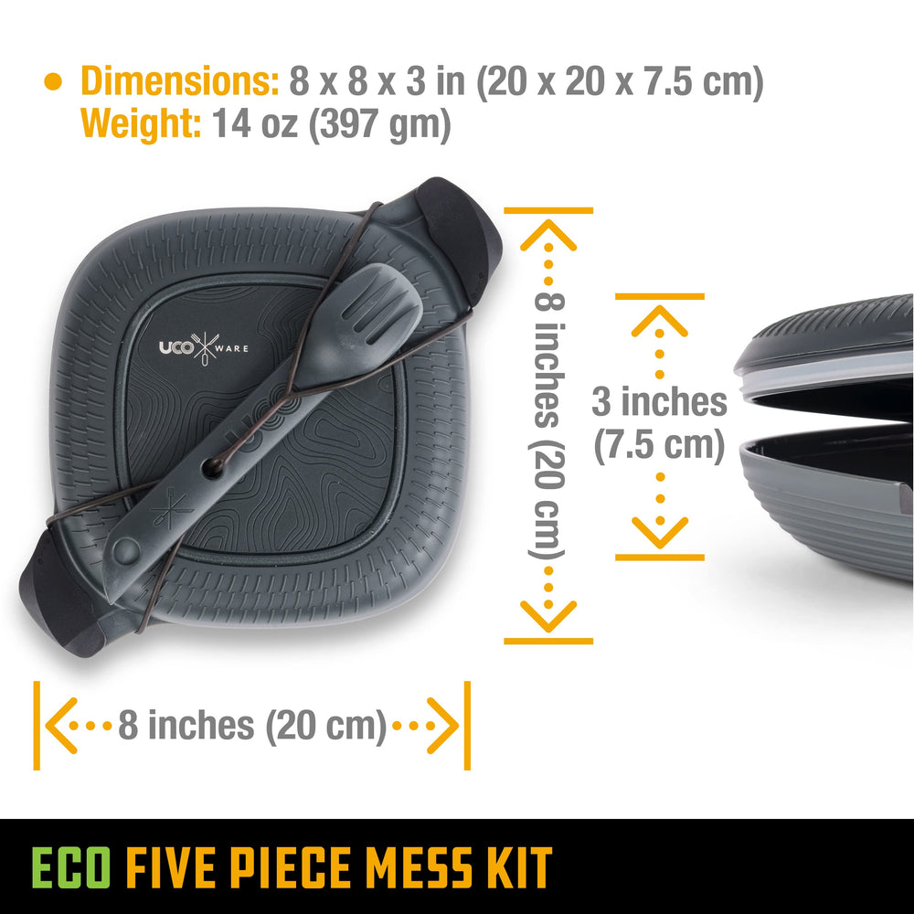 UCO elastic tether attached to kit keeping utensils secured during travel