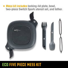 UCO Switch Spork separated into fork and spoon pieces showing versatile use