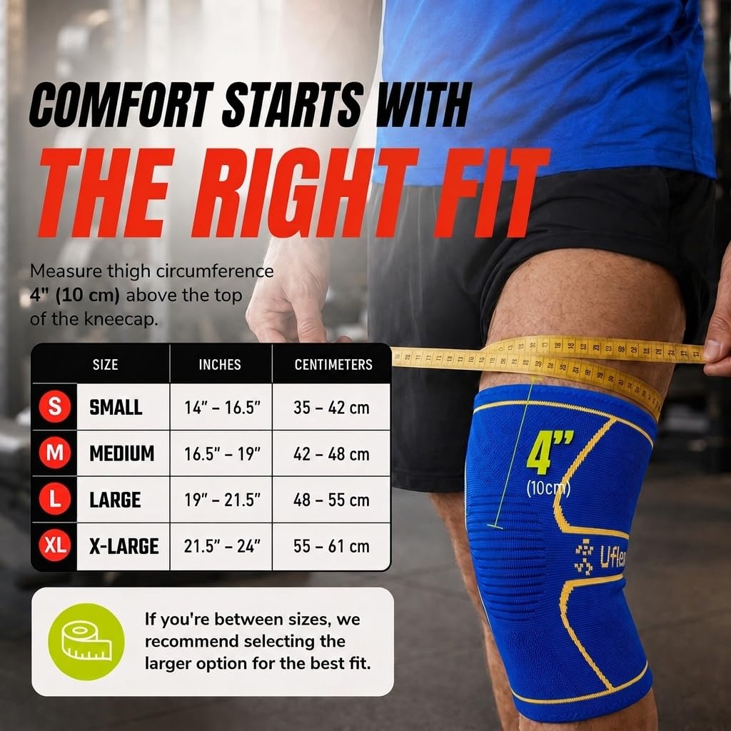 UFlex Athletics sleeve in use while running offering stable knee support