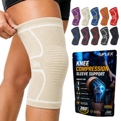 UFlex Athletics front view beige sleeve showing slim support and breathable design
