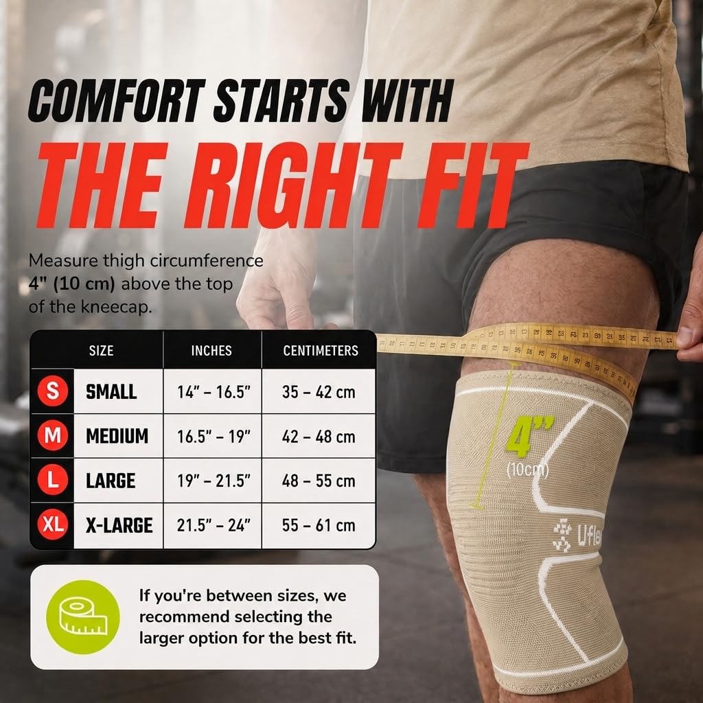 UFlex Athletics labeled size M showing fit range 16.5–19 inches for sizing benefit