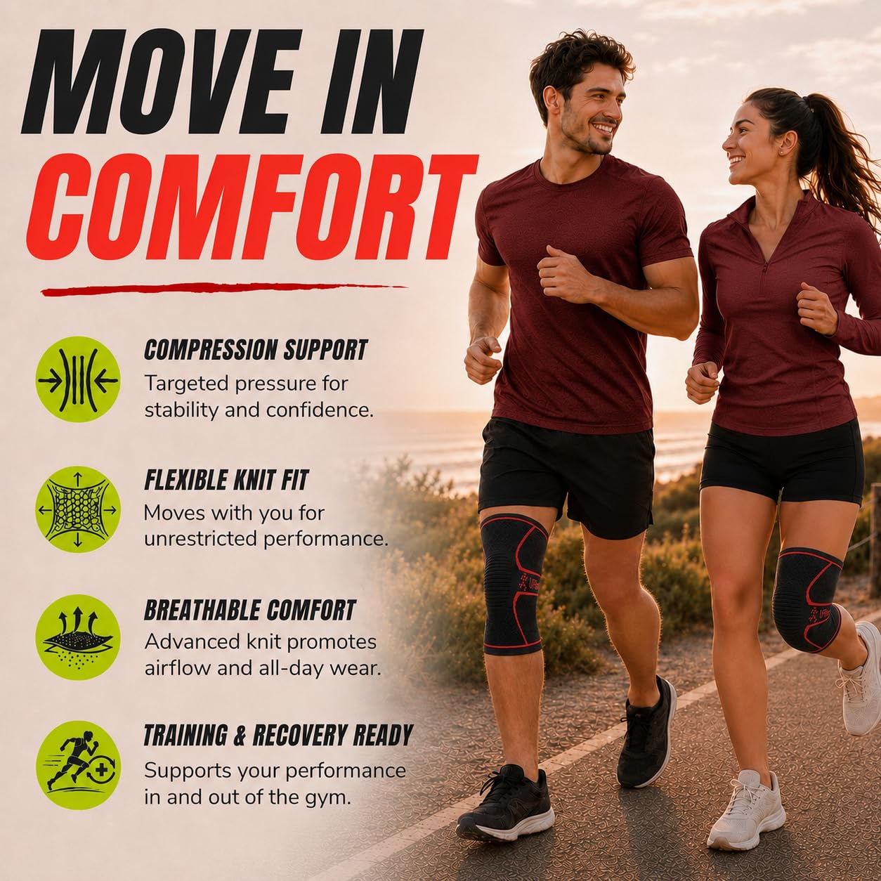 UFlex Athletics side profile showing sleeve flexibility and joint motion benefit