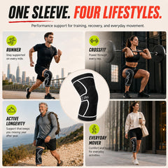 UFlex Athletics sleeve worn while running showing stable knee movement and confidence
