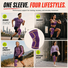 UFlex Athletics sleeve worn by runner providing knee stability