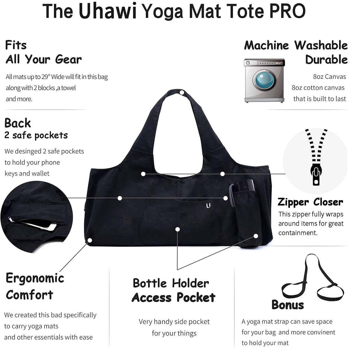 Uhawi bottle holder detail on purple bag keeping water bottle stable and accessible
