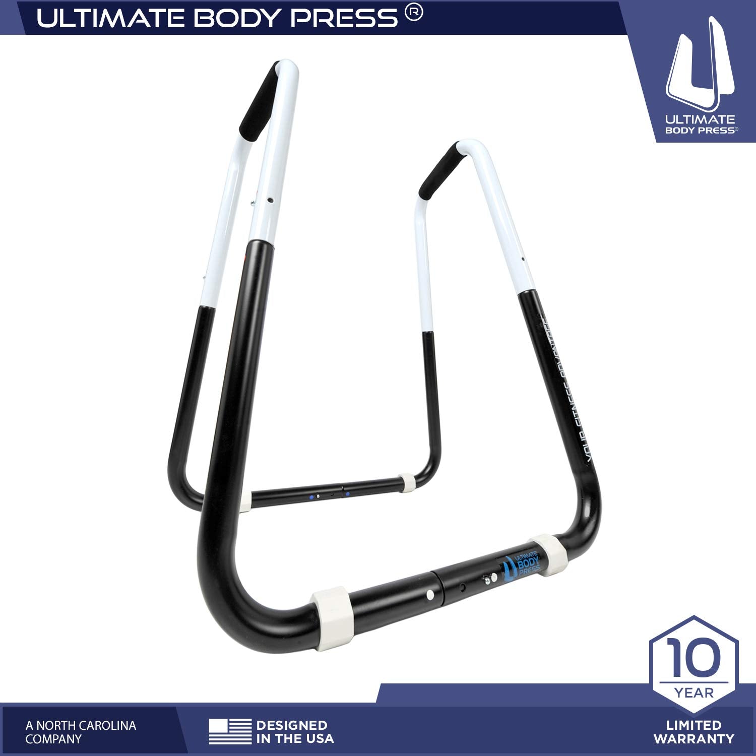 Ultimate Body Press angled grip close-up showing ergonomic handle for reduced joint strain
