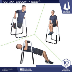 Ultimate Body Press folded in closet demonstrating easy storage and space-saving benefit
