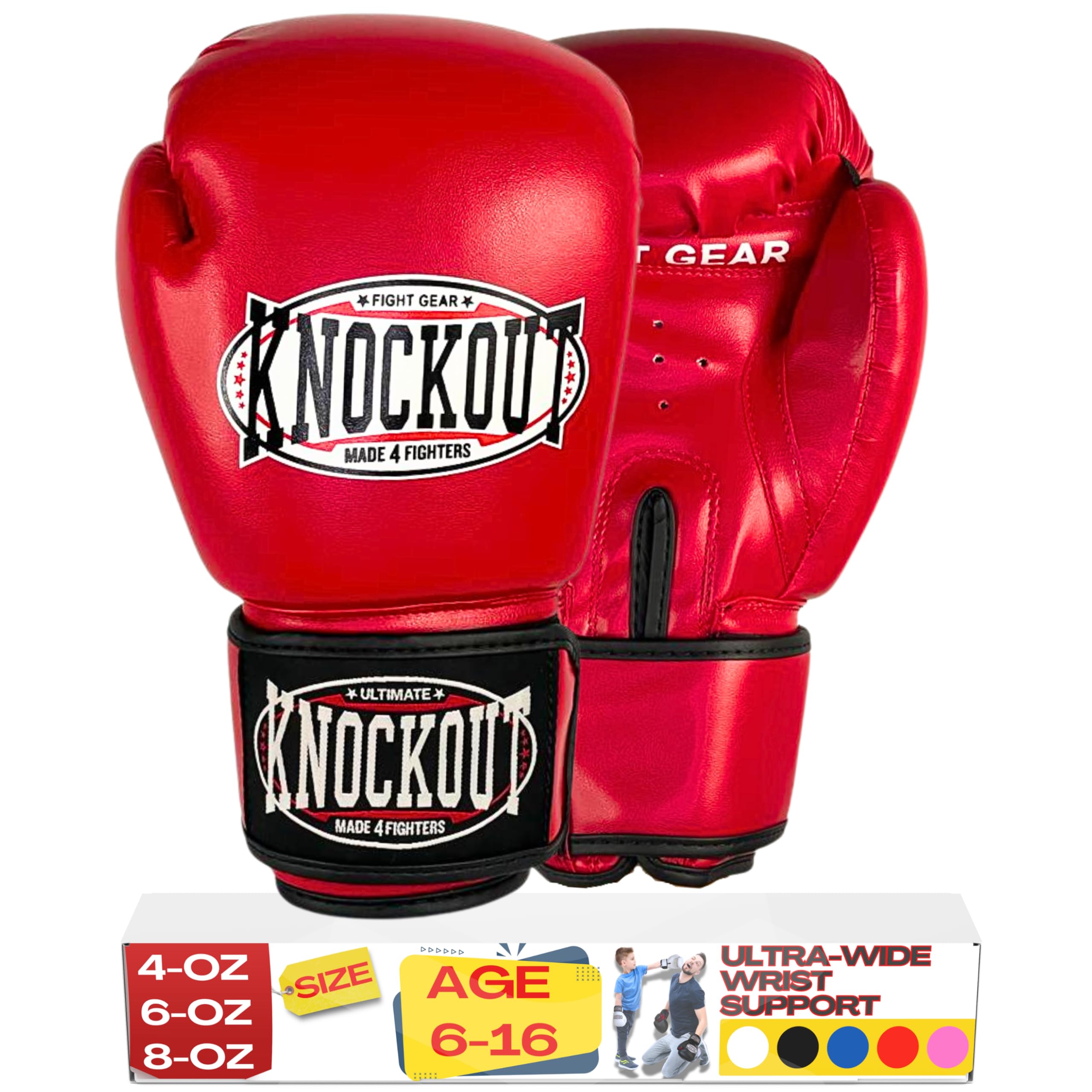 Ultimate Knockout front view of gloves showing full padding and durable finish