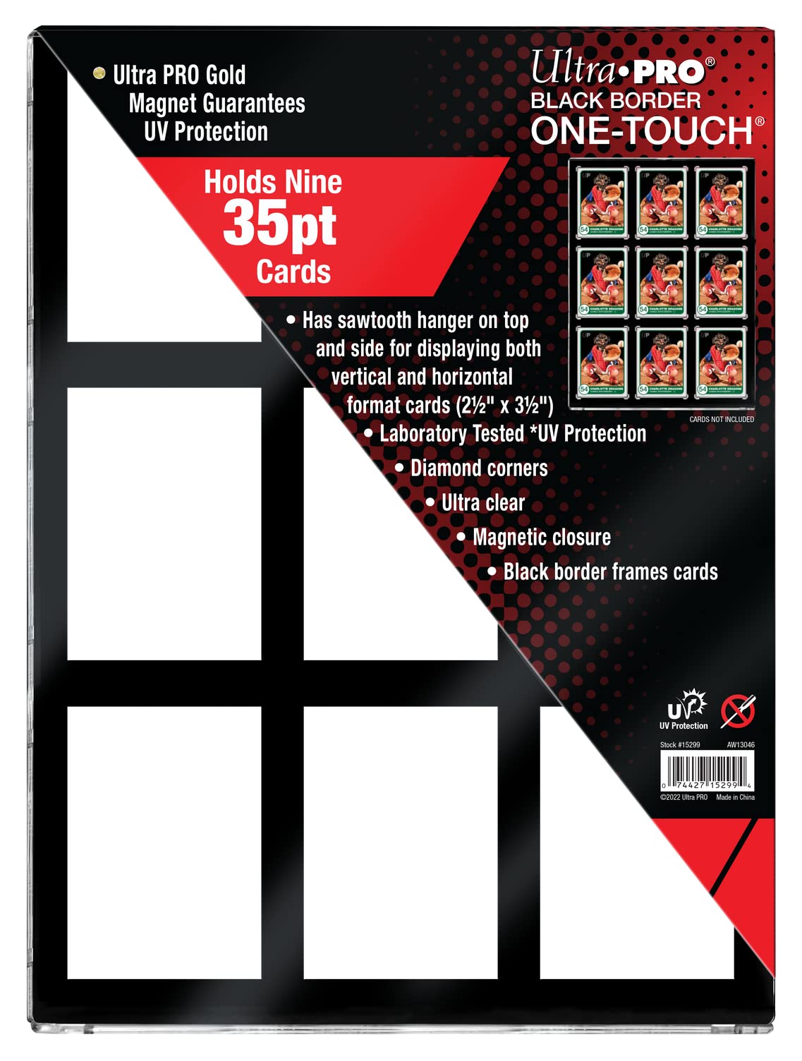 Ultra Pro front view of 9-card black border display showing framed presentation and clarity