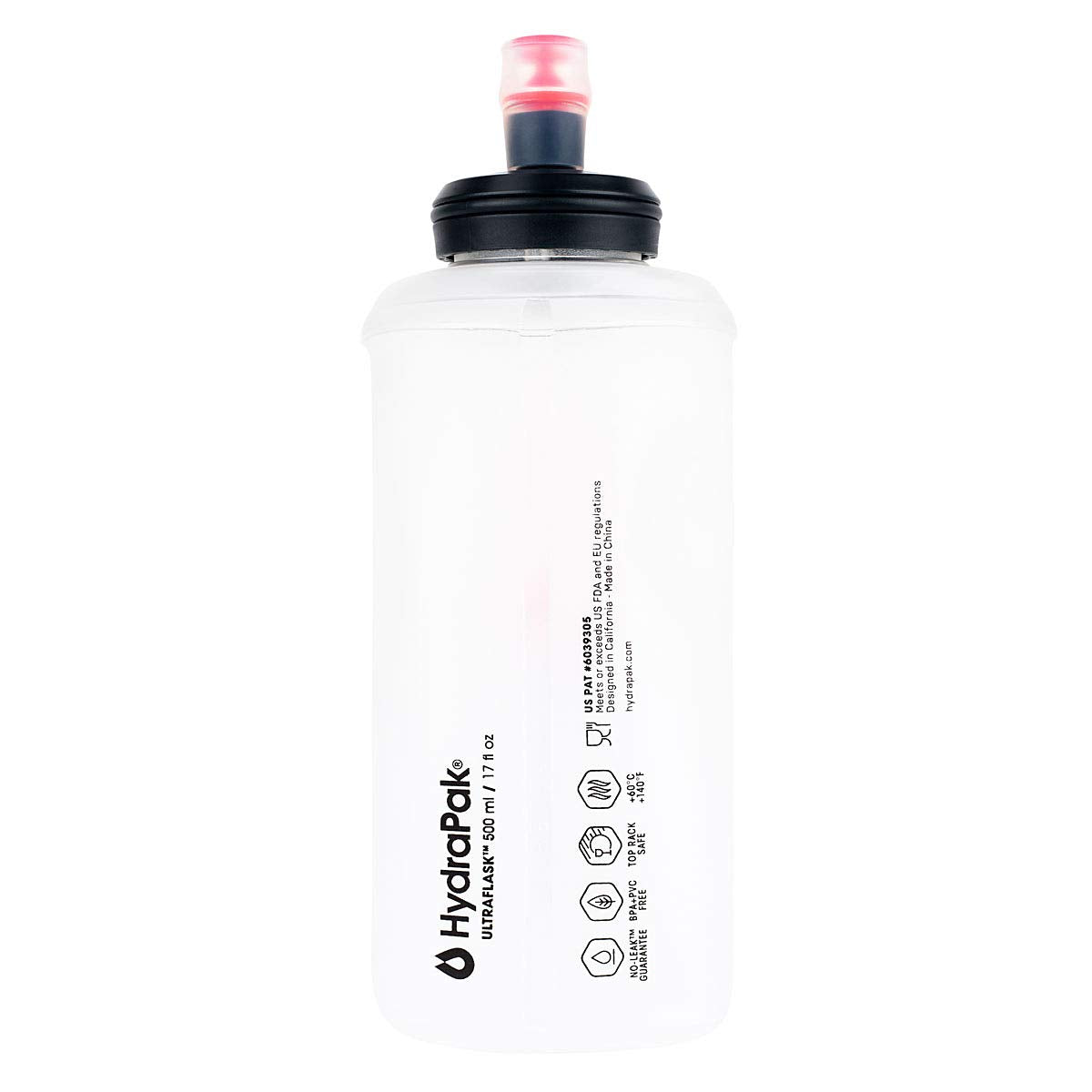 Ultraspire softflask in a hydration vest pocket demonstrating secure low-bounce carry