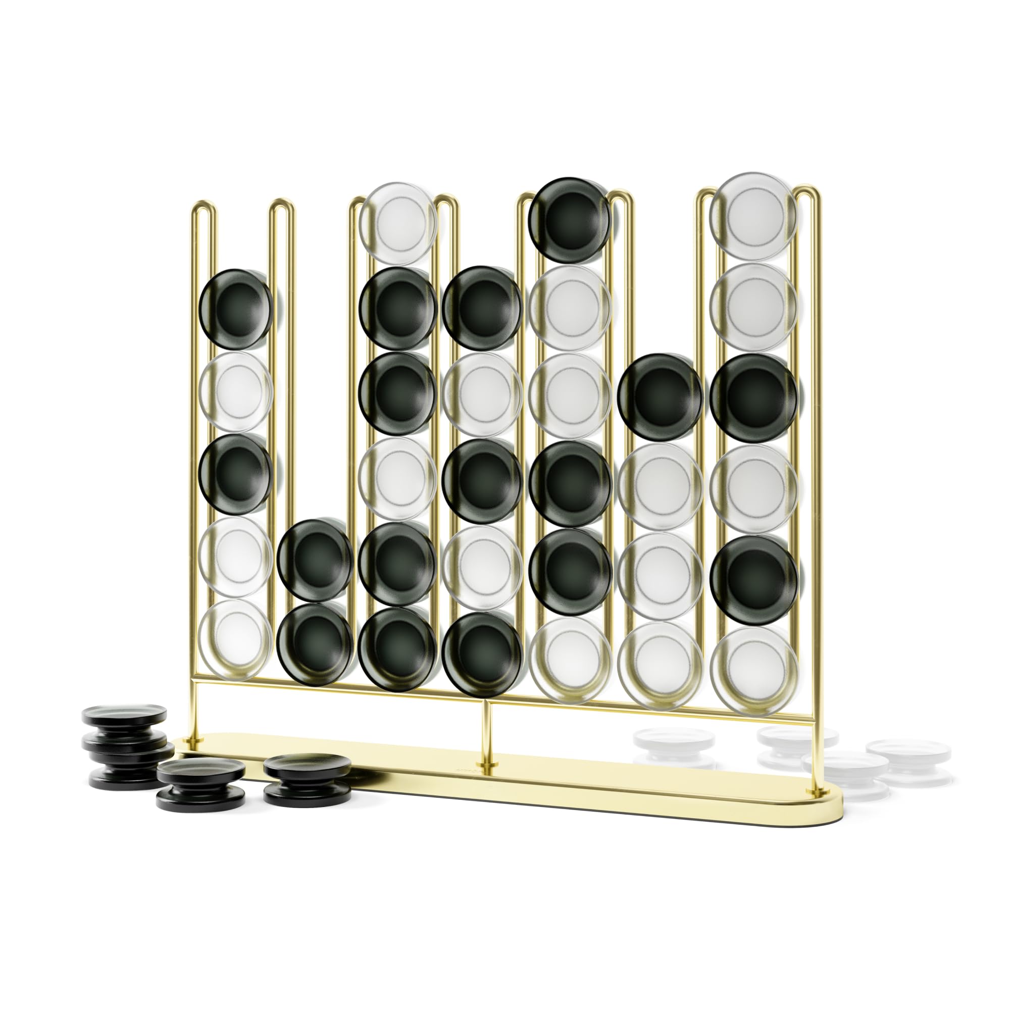 Umbra Stax front view in brass showing elegant modern game display and style