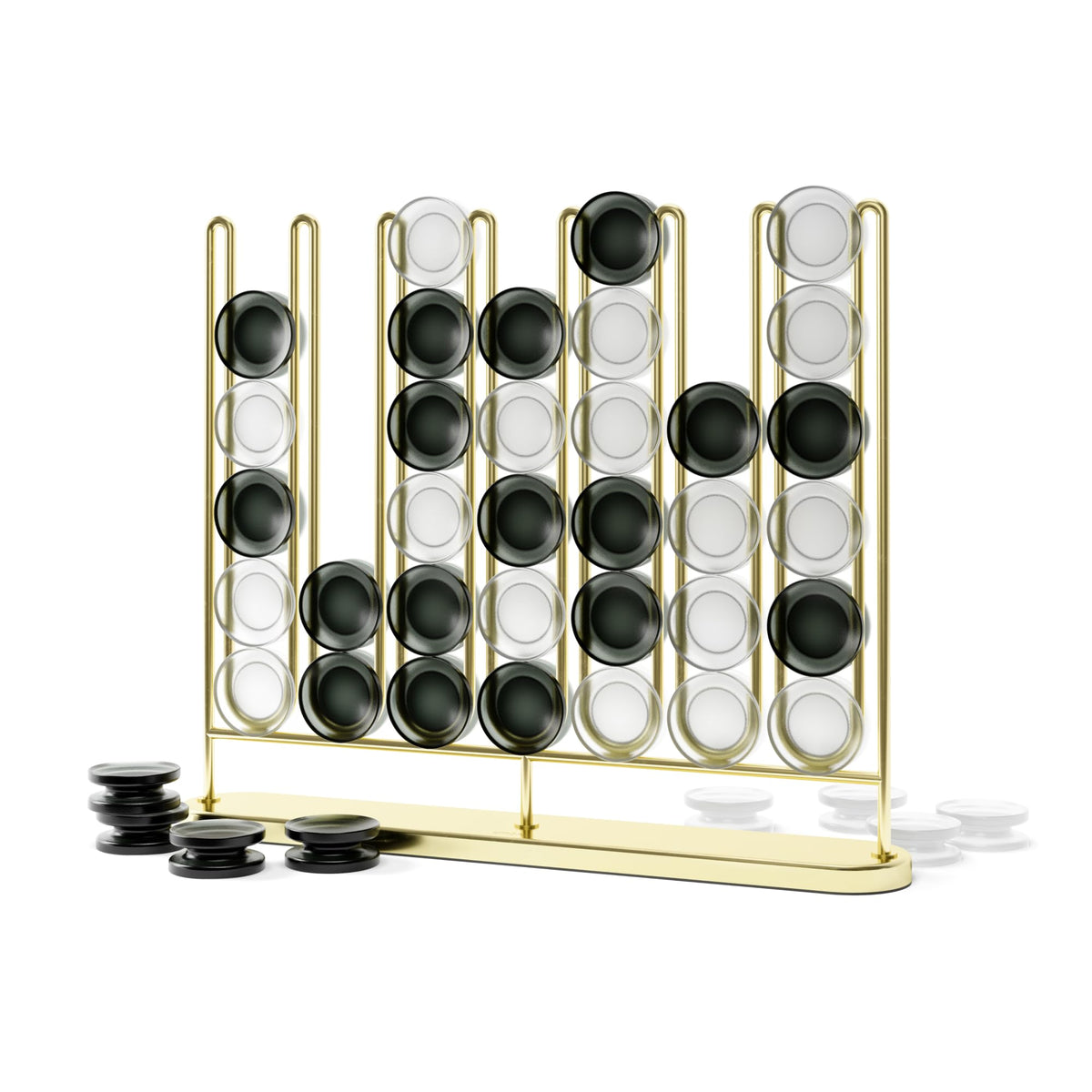 Umbra Stax front view in brass showing elegant modern game display and style
