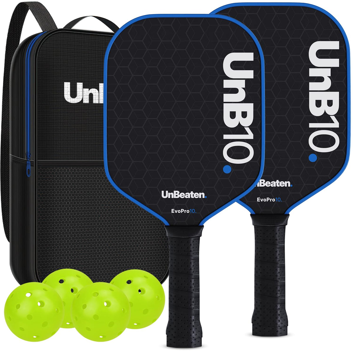 UNB10 paddle front view showing carbon fiber face and durable grit coating benefit