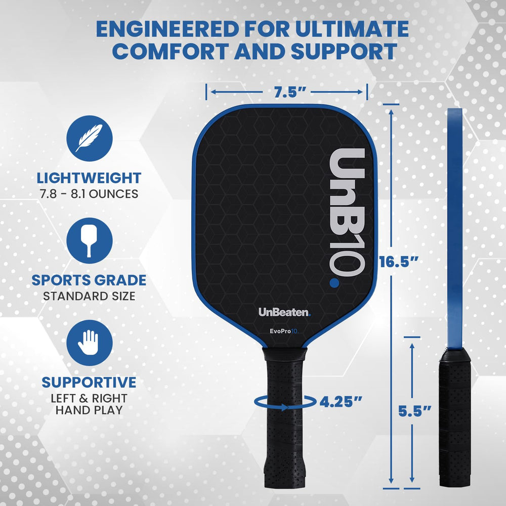 UNB10 paddle next to tennis ball for scale illustrating compact 16mm core size