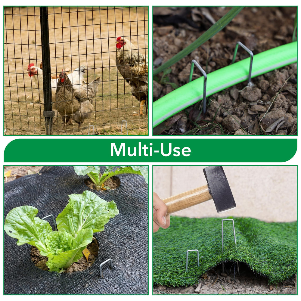 UNCO landscape staples in garden setting showing versatile project use