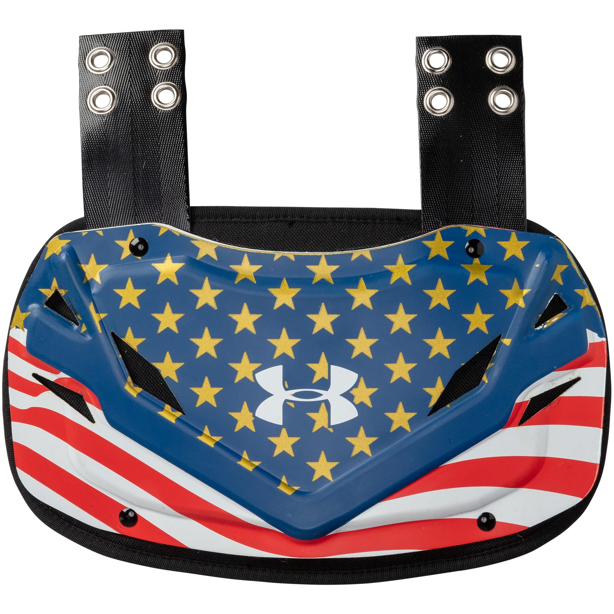 Under Armour back plate front view showing protective coverage and streamlined fit