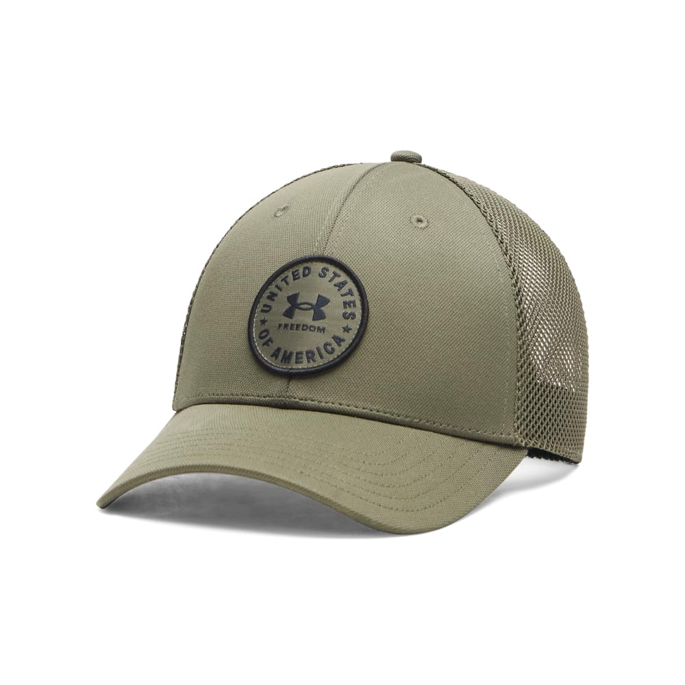 Under Armour hat front view showing structured mid-crown and logo for durable style