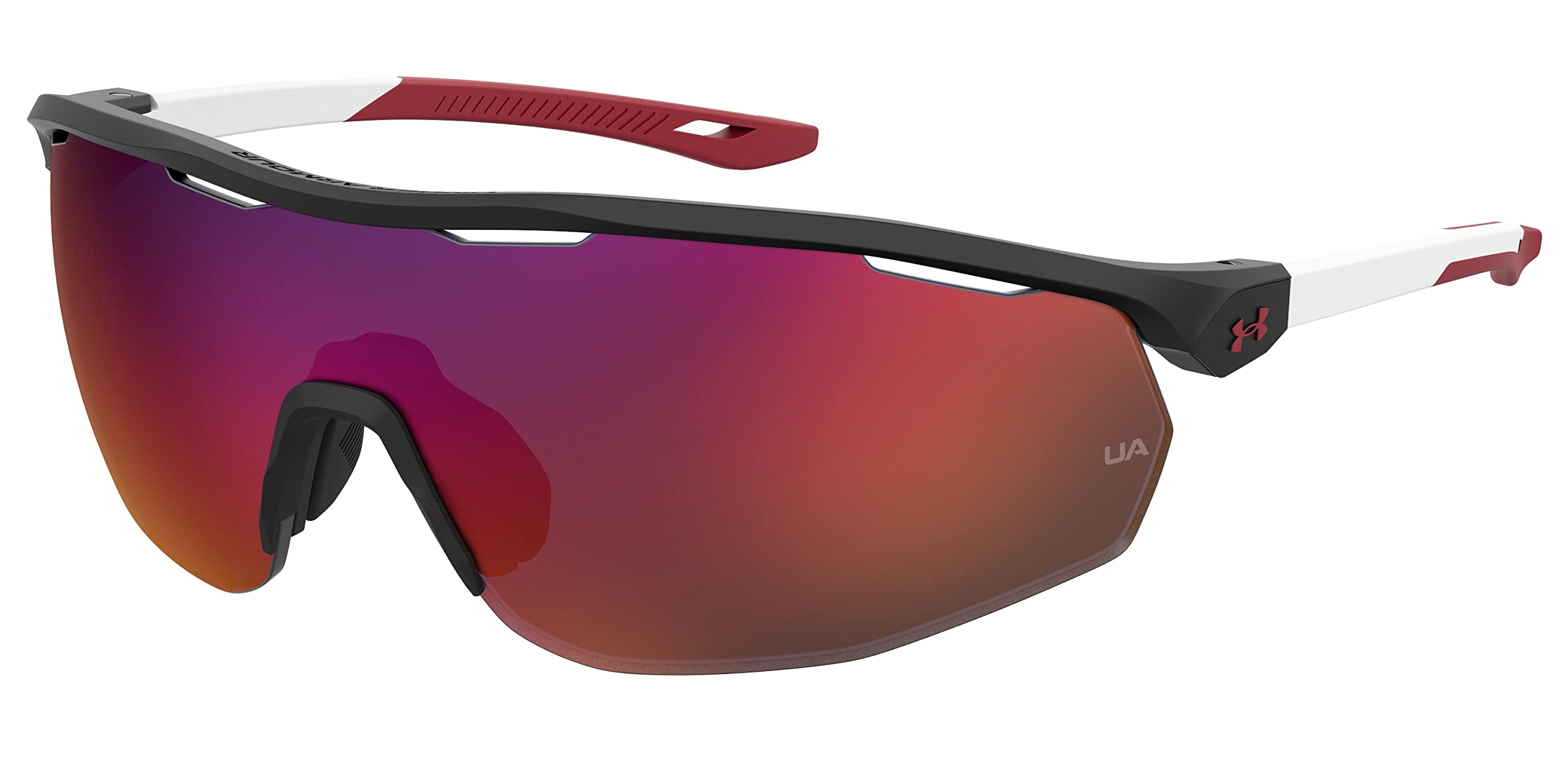 Under Armour front view showing matte black white frame and sporty look
