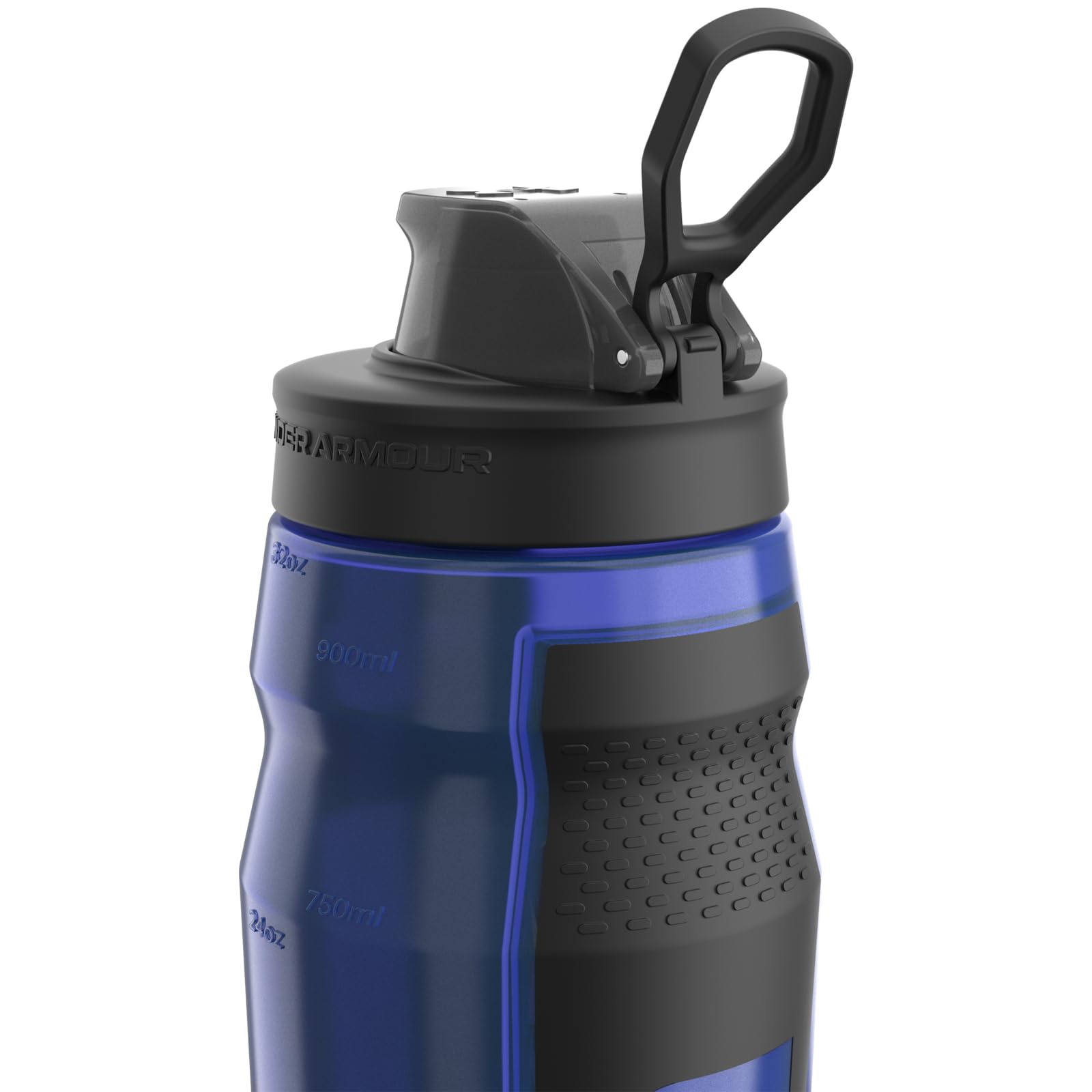 Under Armour cap open demonstrating one-hand pop-top for fast hydration