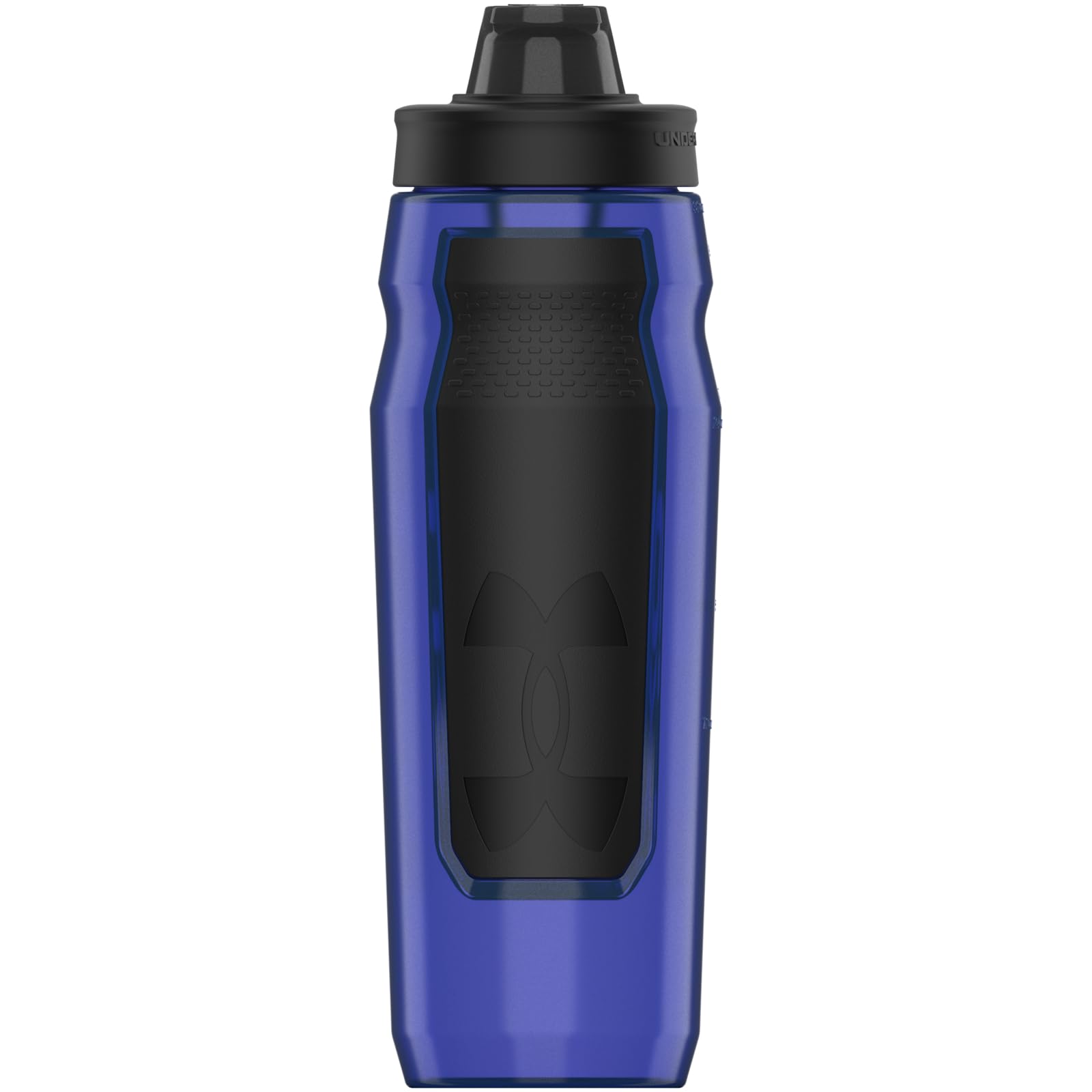 Under Armour bottle front view showing royal color and durable build benefit