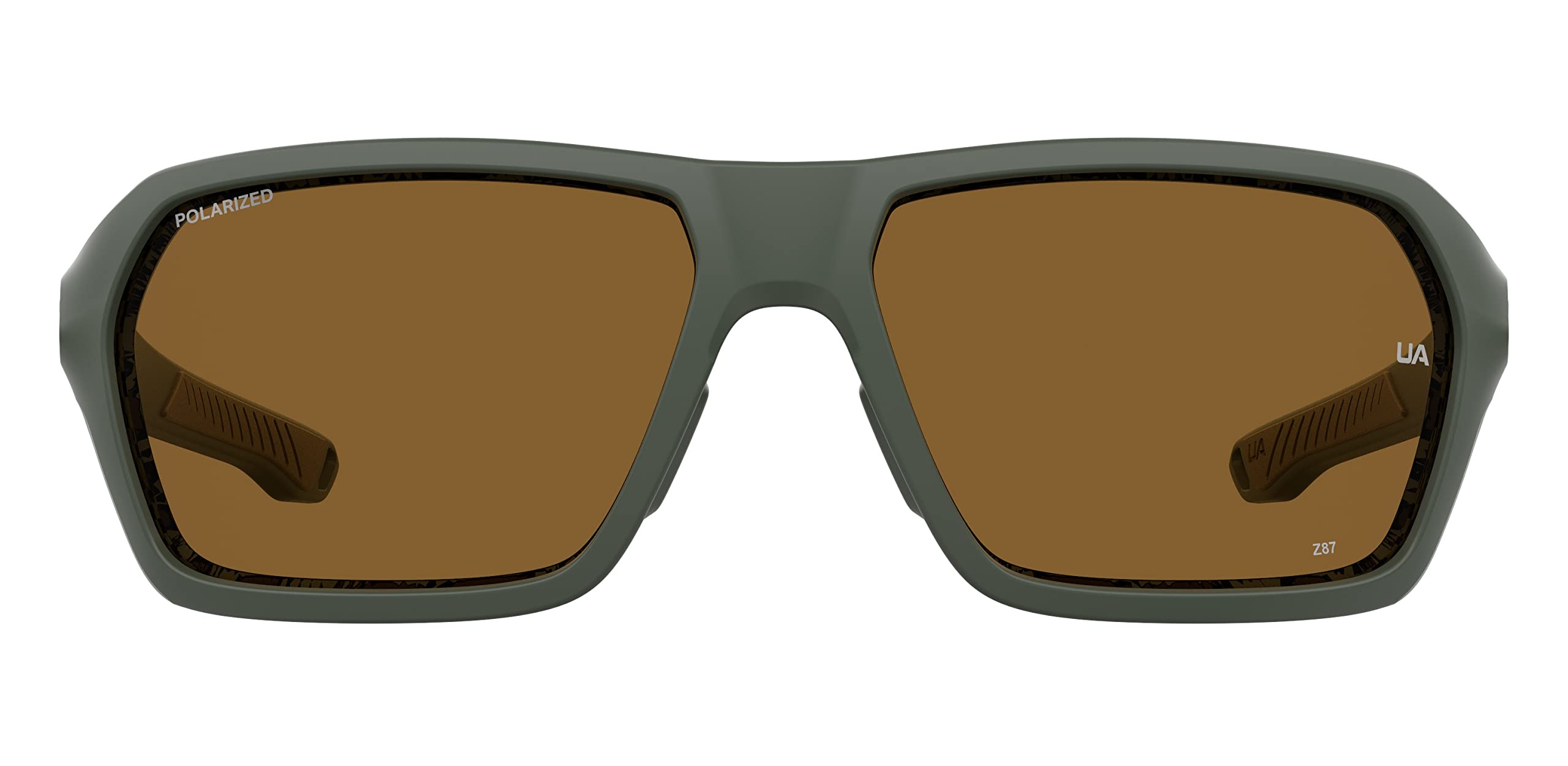 Under Armour lens close-up highlighting durable plastic and clarity benefit