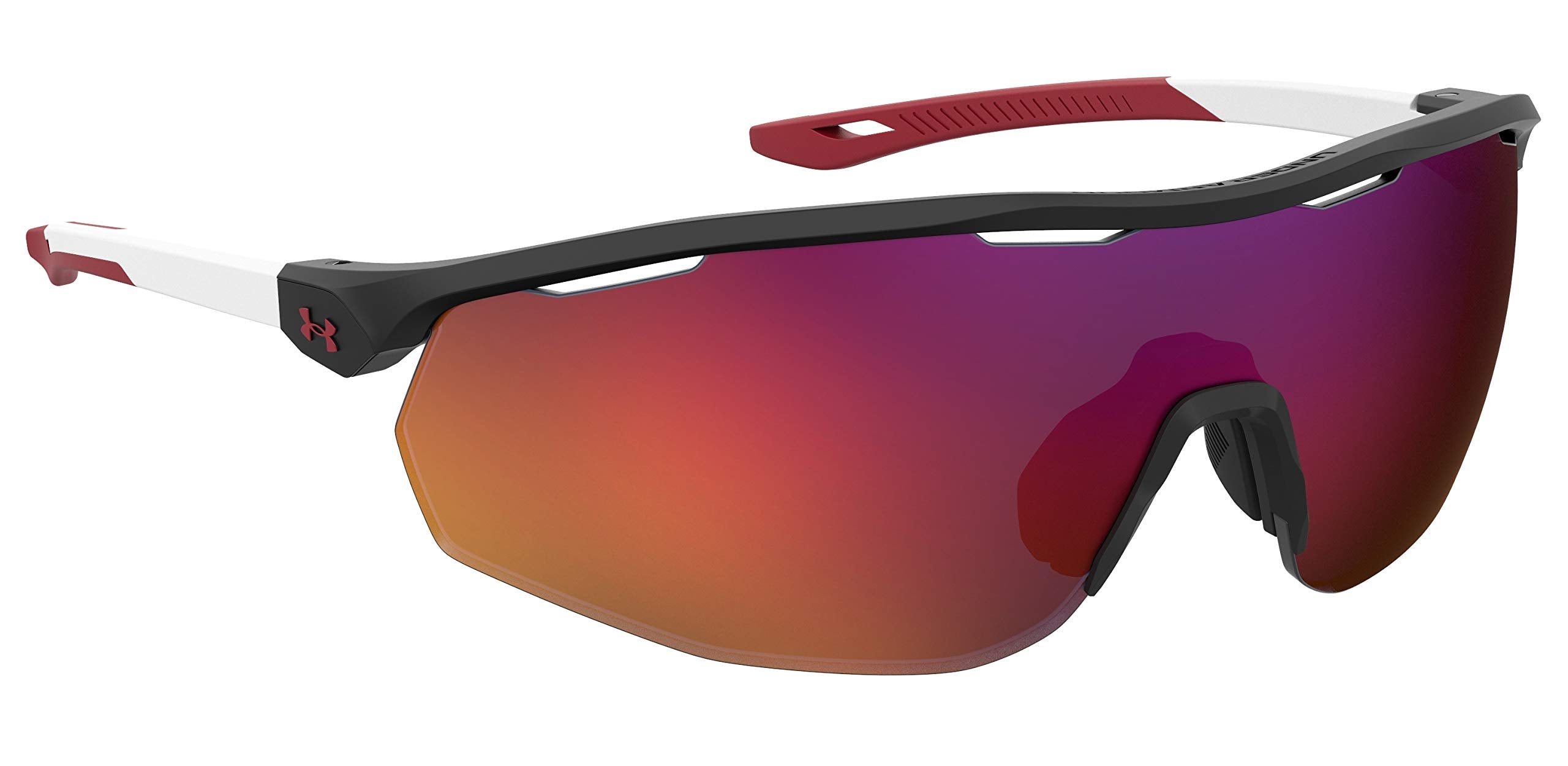 Under Armour side profile with temple detail showing secure fit benefit