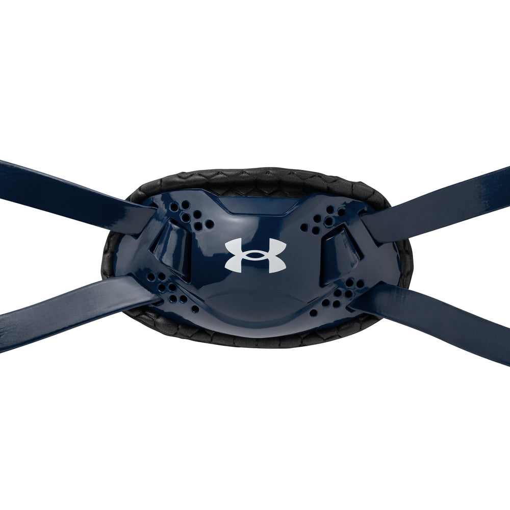 Under Armour spotlight chin strap front view showing durable shell and navy finish for protection