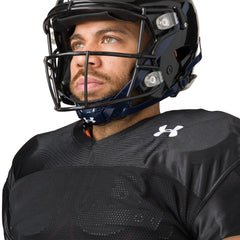 Under Armour spotlight chin strap beside ruler size comparison showing compact, adjustable design
