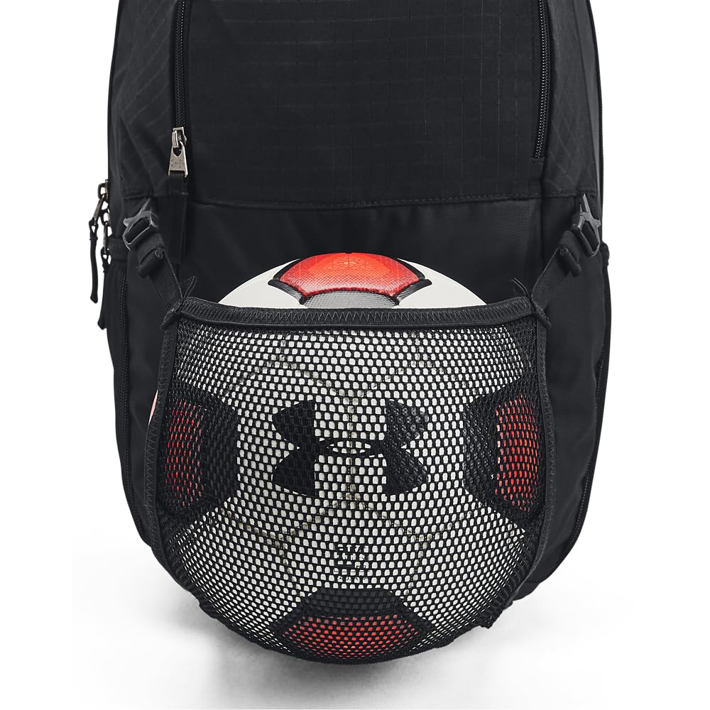 Under Armour stow-away carrier net holding a regulation ball for quick transport