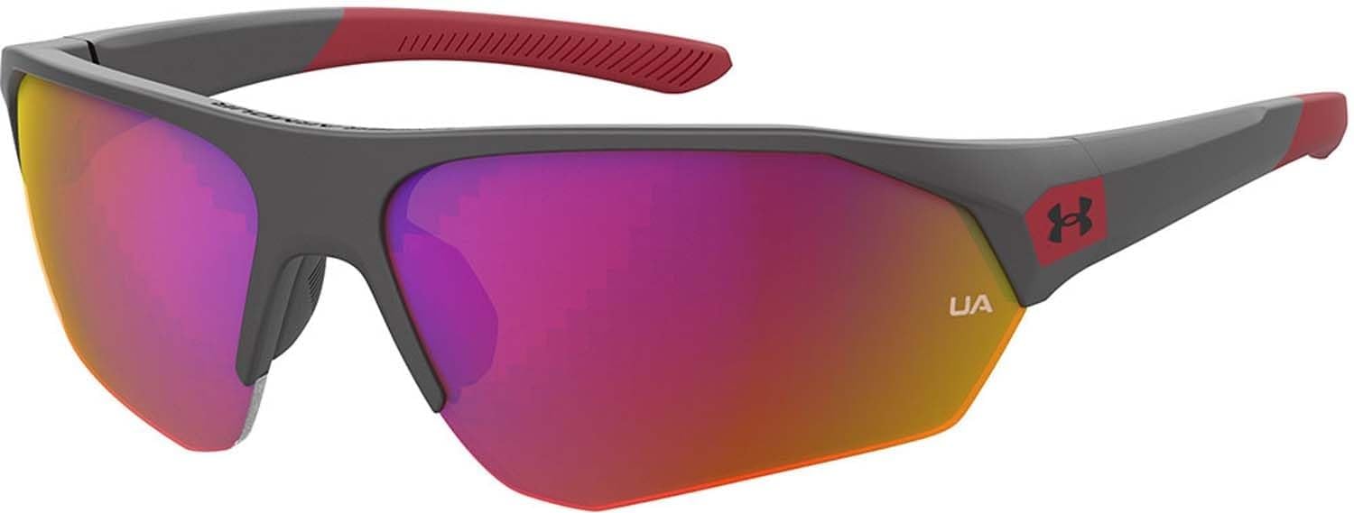 Under Armour front view showing grey rectangular frame and sturdy look benefit comfort