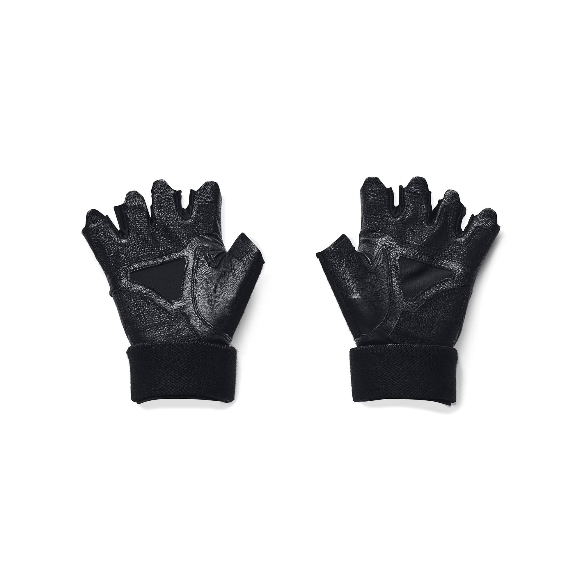 Under Armour close-up of leather palm and adjustable strap for improved grip and stability