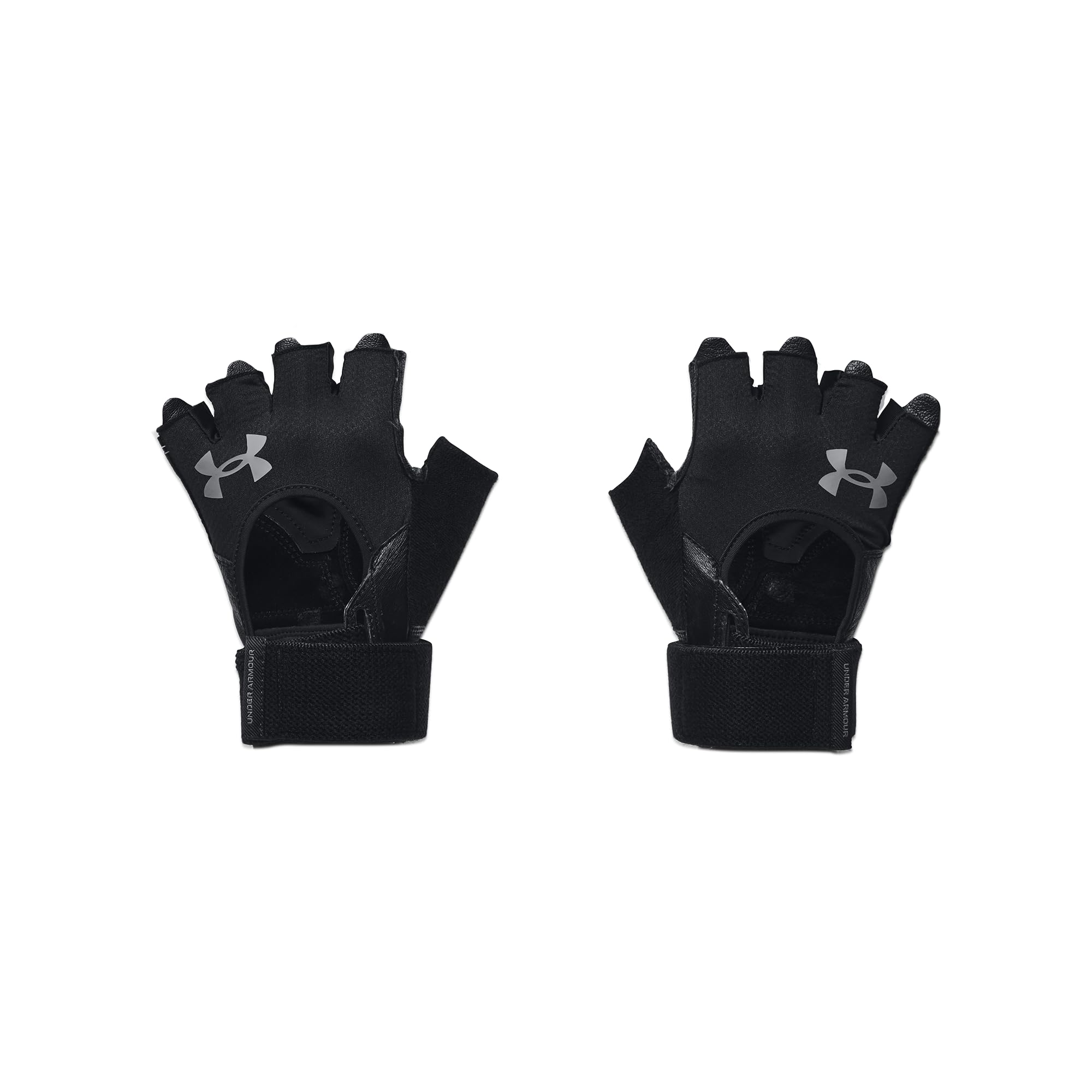 Under Armour glove front view black XL showing fit and wrist support for secure lifting