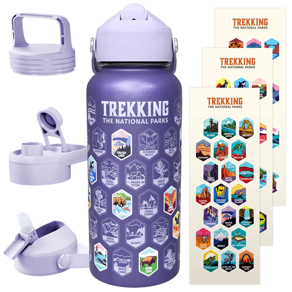 Underdog Games bottle front view showing etched park names and purple finish for personalization