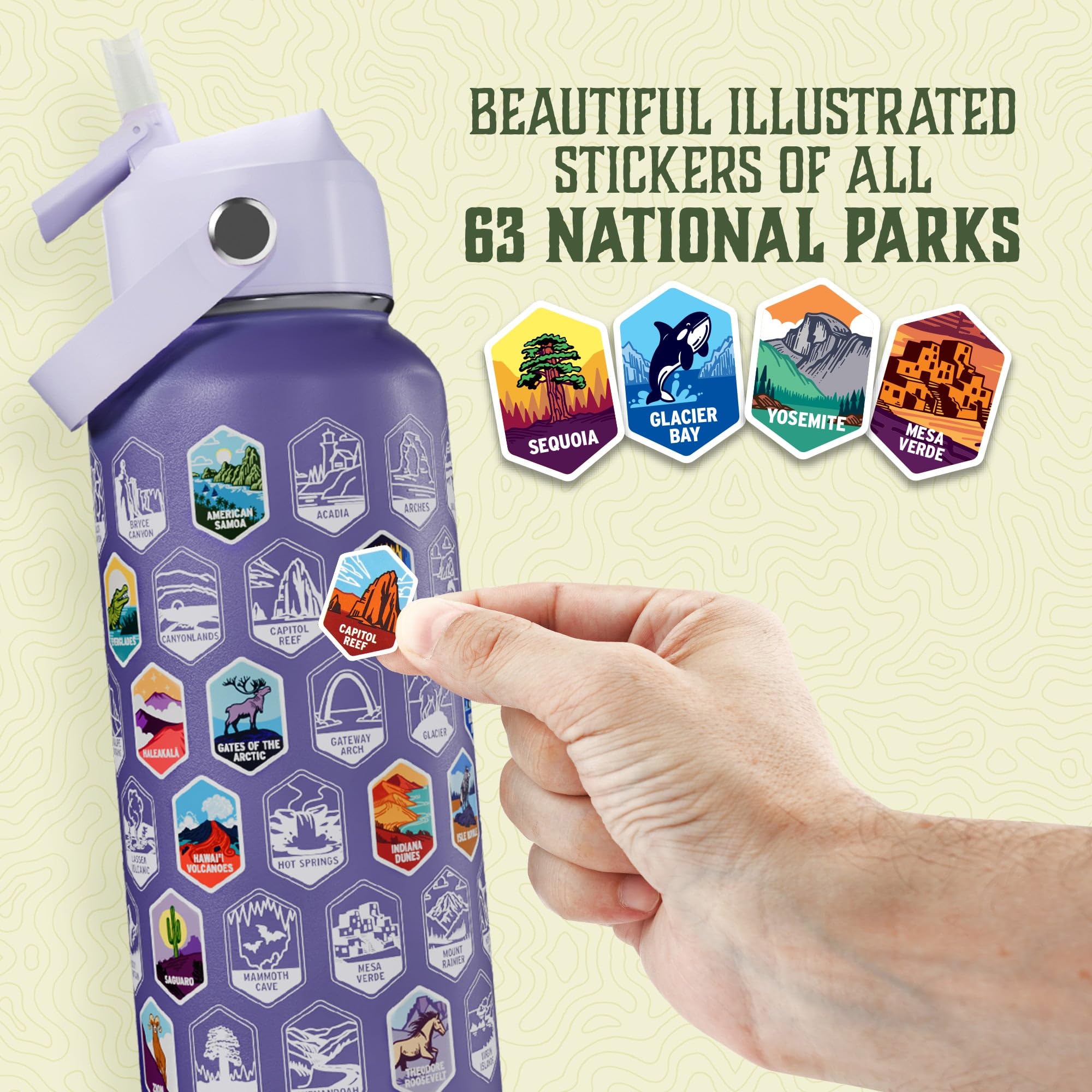 Underdog Games sticker sheet close-up with waterproof park art for tracking visits