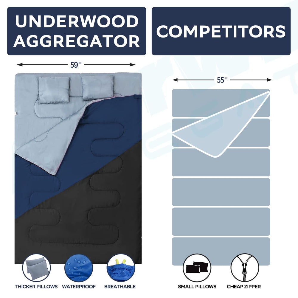 Underwood Aggregator beside queen mattress shows generous dimensions for taller users