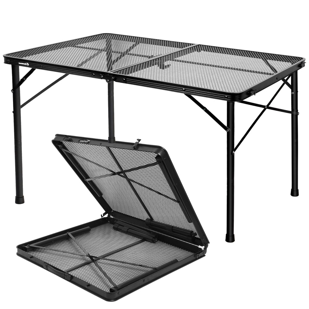 UNIFER front view folded and assembled showing portability and quick setup