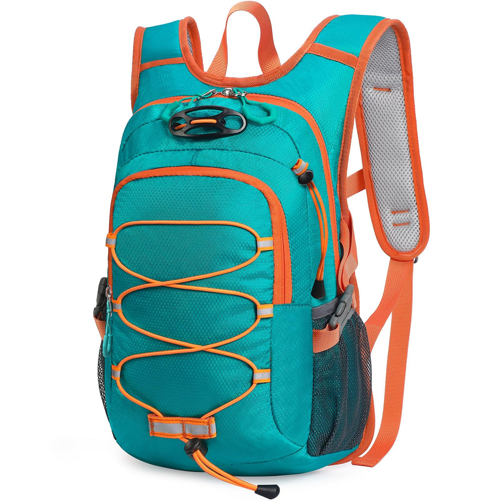Unineovo front view of 12L kids backpack showing pockets and waterproof fabric for reliable storage