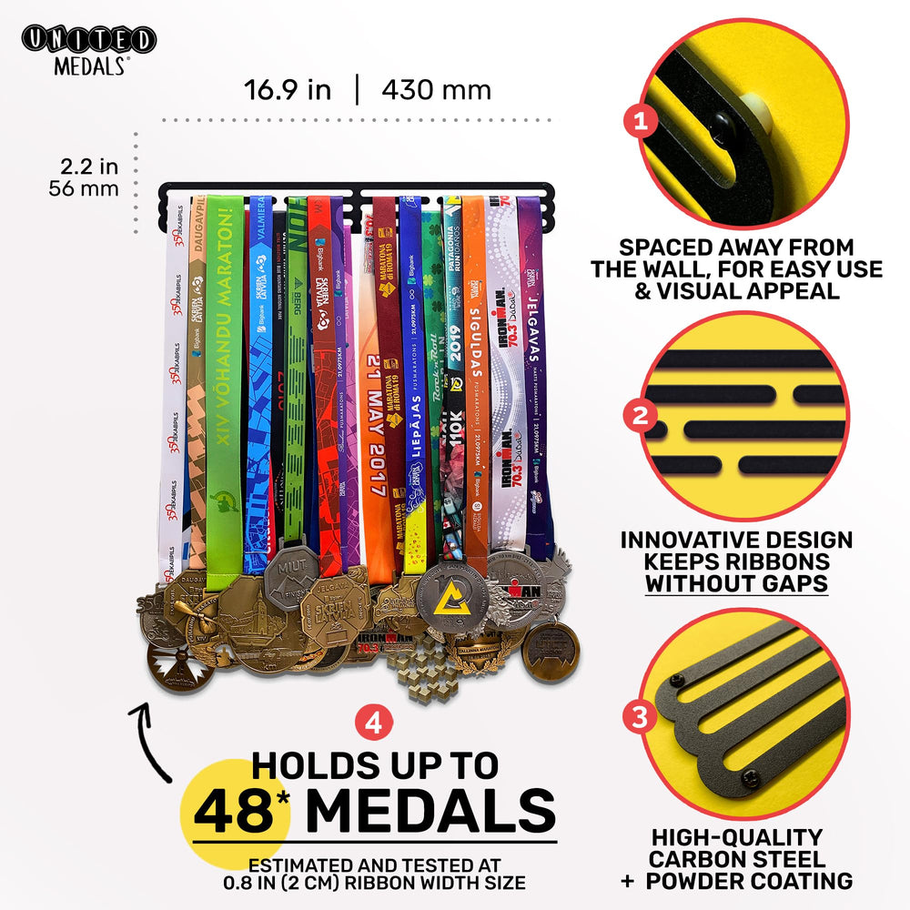 United Medals close-up of matte black powder coat highlighting premium texture